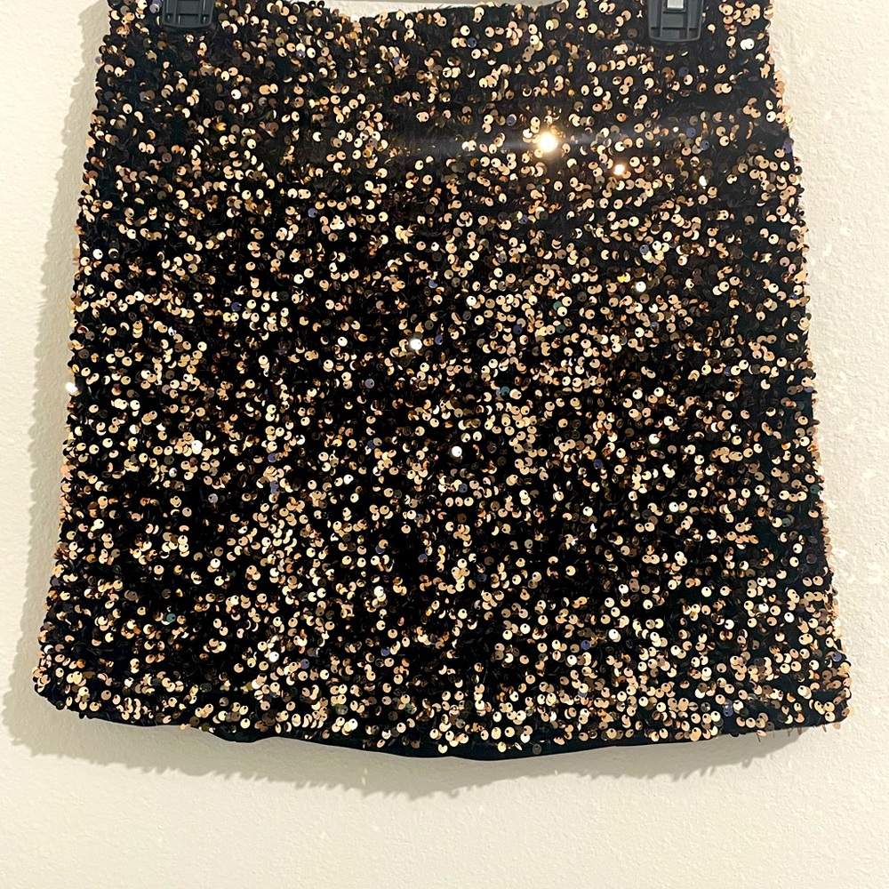 Black and Gold Sequin Mini Skirt